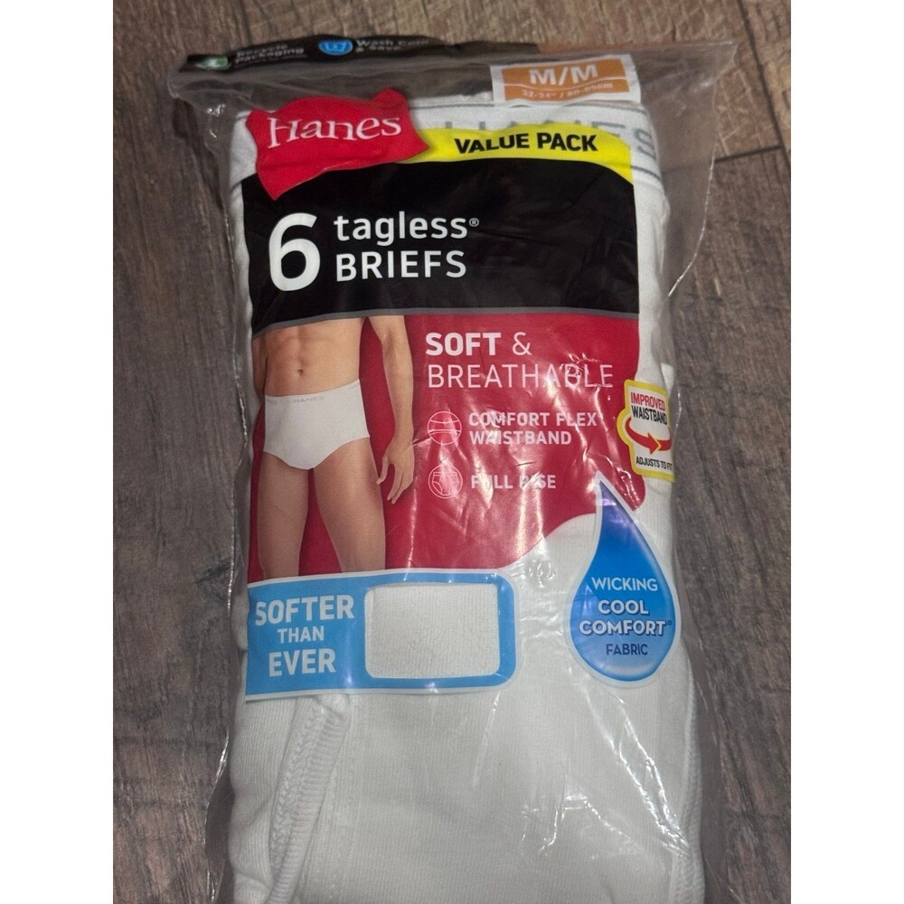 Hanes 6 Tagless Briefs Value Pack Men's Underwear Medium